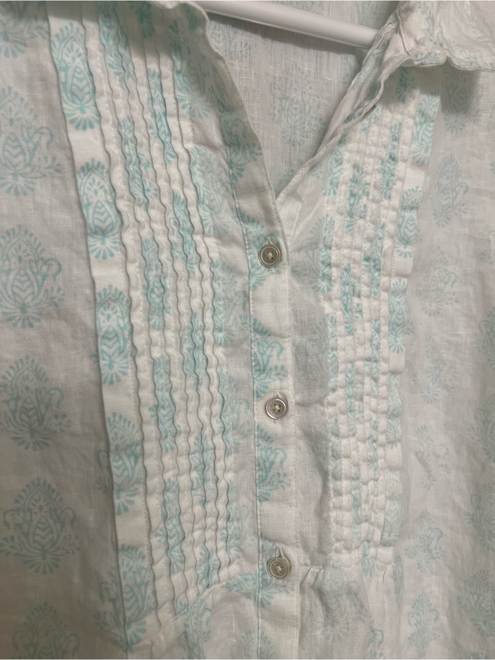 J. Jill Printed 100% Linen Button Down Blouse - Picture 2 of 9